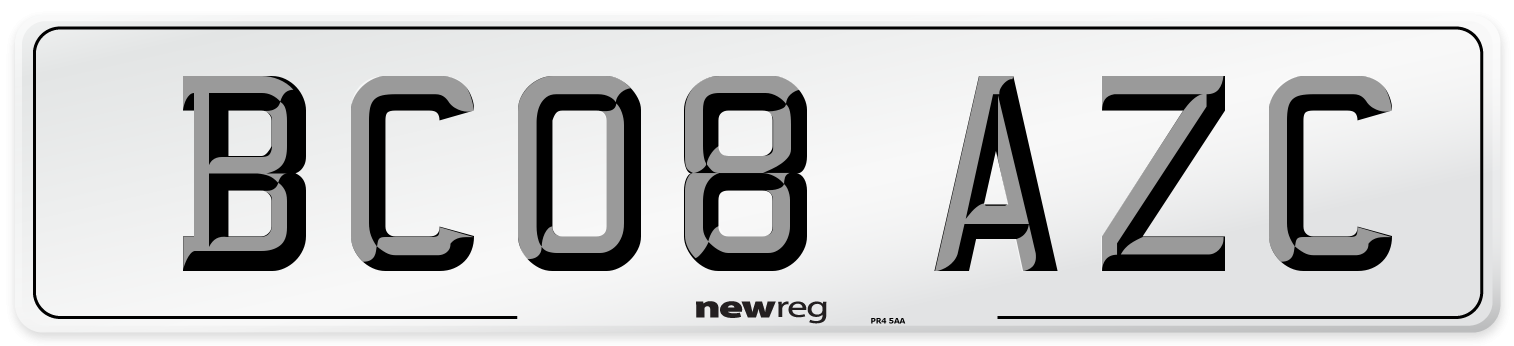 BC08 AZC Number Plate from New Reg